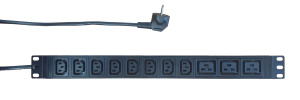 Блок розеток 19", 8 розеток C13, 3 розетки C19, 16А, кабель питания 2м Schuko
