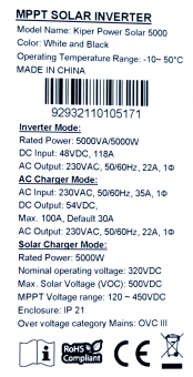 картинка Инвертор Kiper Power Solar 5000 (5000VA/5000W) от Кипер Трэйд