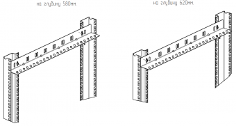 картинка Монтажный комплект уголков опорных (направляющие) 19", 580-620мм, нагрузка до 100кг от Кипер Трэйд