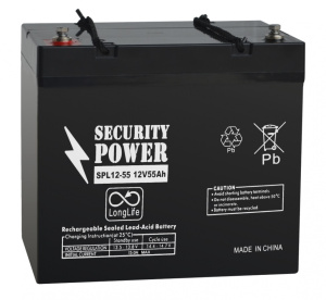 картинка Аккумуляторная батарея Security Power SPL 12-55 12V/55Ah от Кипер Трэйд