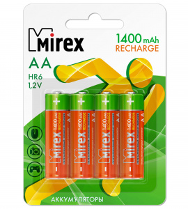 картинка Аккумуляторная батарея AA/HR6 1,2V/1400mAh Mirex 4BP от Кипер Трэйд