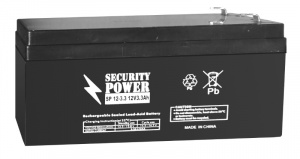 картинка Аккумуляторная батарея Security Power SP 12-3,3 F1 12V/3.3Ah от Кипер Трэйд