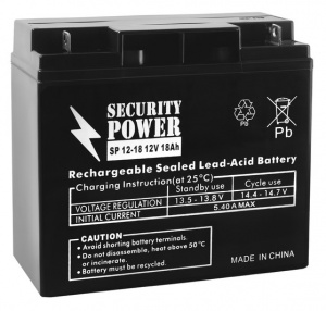 картинка Аккумуляторная батарея Security Power SP 12-18 12V/18Ah от Кипер Трэйд