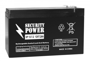 картинка Аккумуляторная батарея Security Power SP 12-7,2 F2 12V/7.2Ah от Кипер Трэйд