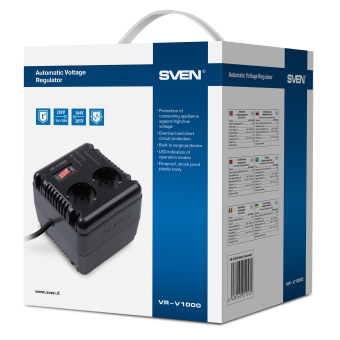 картинка Стабилизатор напряжения SVEN AVR VR-V1000 (500W) от Кипер Трэйд
