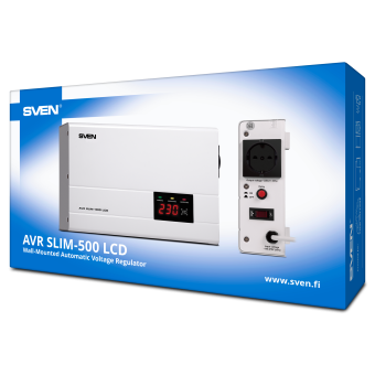 картинка Стабилизатор напряжения SVEN AVR SLIM-500 LCD (500VA/400W) от Кипер Трэйд