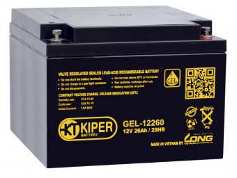 картинка Аккумуляторная батарея гелевая Kiper GEL-12260 12V/26Ah от Кипер Трэйд