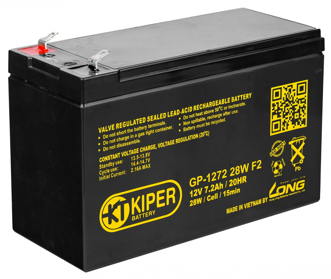 Аккумуляторная батарея Kiper GP-1272 28W F2 12V/7.2Ah, GP серия  .